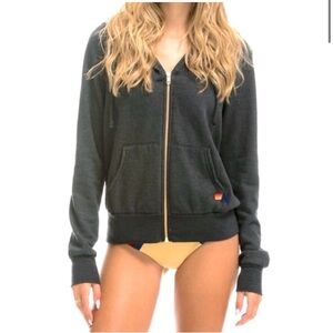 Aviator Nation Zip Hoodie Sweatshirt Medium  Gray Bolt Gray Unisex